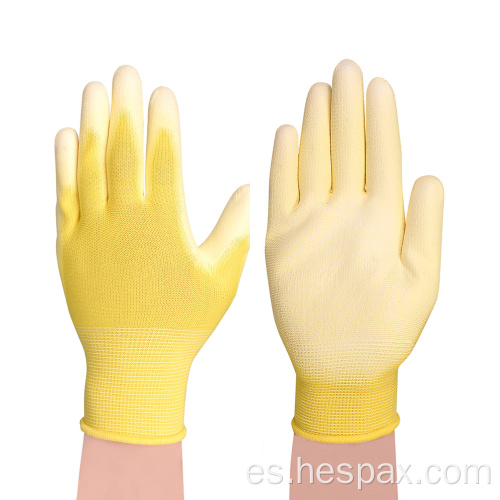 Guantes de trabajo de ensamblaje Hespax 13G Polyester EN388 PU